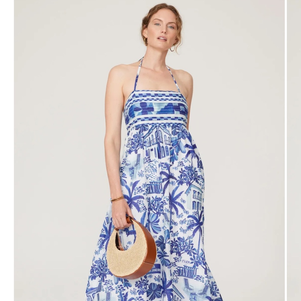 Blue Printed Tie-Strap Maxi Dress - Picture 6 of 16